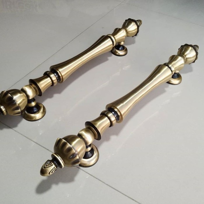 Handle Pintu Rumah Asli Kuningan Model Matahari 44 cm
