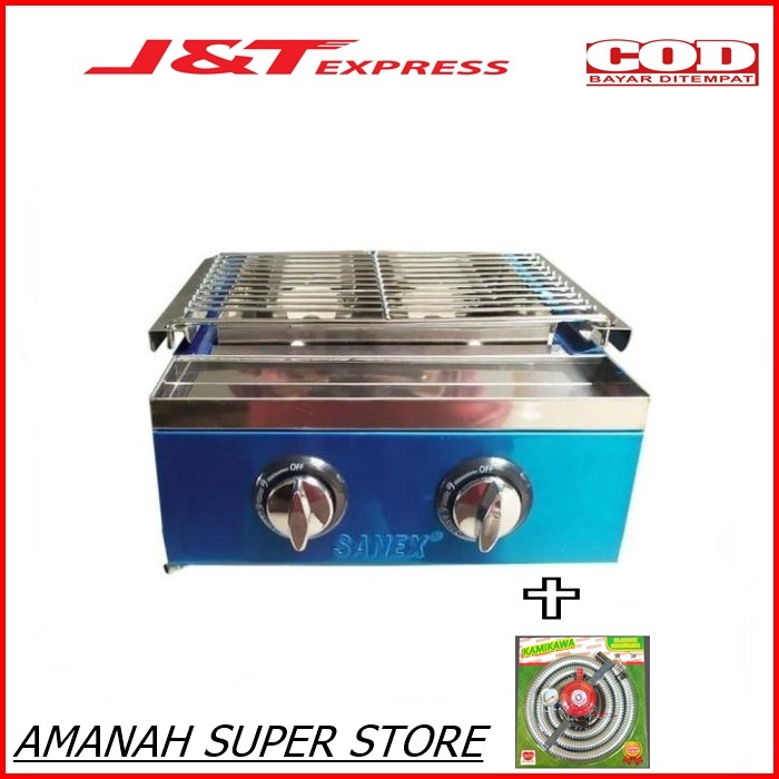 new SANEX Kompor Gas Panggang 2 Tungku Gas Stove Grill fre selang paket