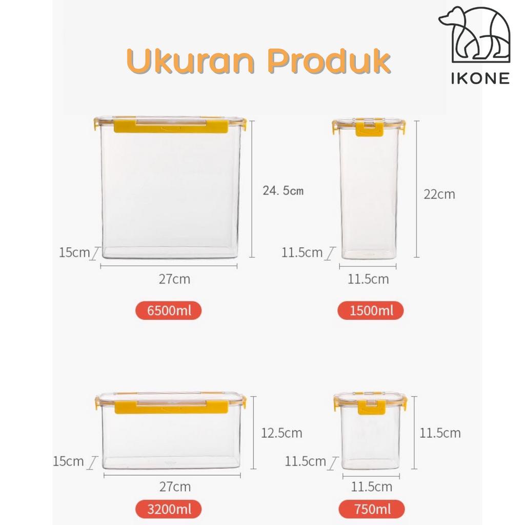 【IKONE】KUNI Toples Penyimpanan Makanan Kedap Udara Kotak Penyimpanan Serbaguna Putih Toples Bening Kontainer Kulkas Food Storage Toples Penyimpanan Makanan Kering Kulkas Dapur Penyimpanan Serbaguna