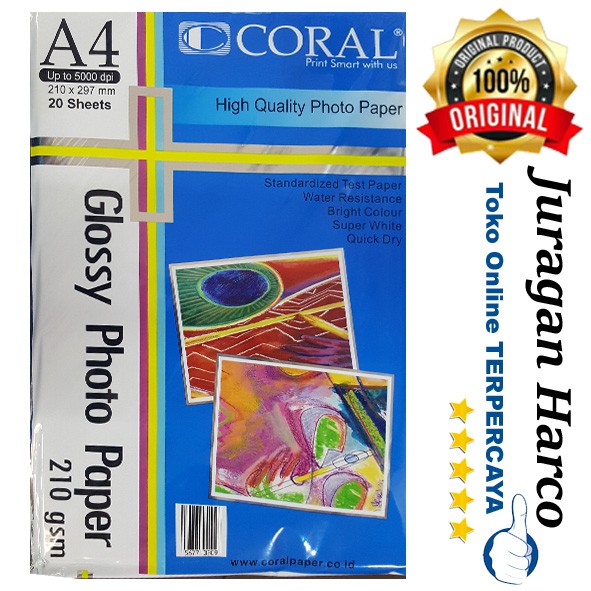 

Coral glossy photo paper A4 210 gsm 20 sheets