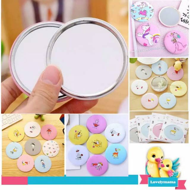 Cermin Bulat Tangan Karakter Lucu Random Murah Import 435