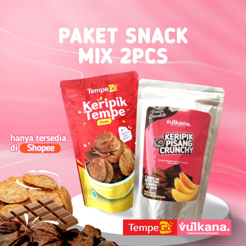 

paket snack keripik pisang vulkana dan keripik tempe oven