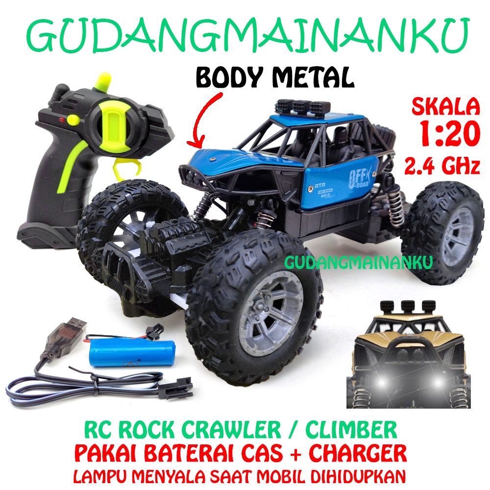 RC Remote Control Mobil ROCK CRAWLER CLIMBER Dengan Lampu Depan LED OFFROAD 2.4Ghz