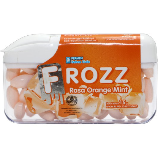 

FROZZ Orange Mint permen bebas gula, rendah kalori & dingin menyegarkan