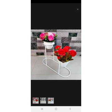 Rak pot bunga besi minimalis 2 susun