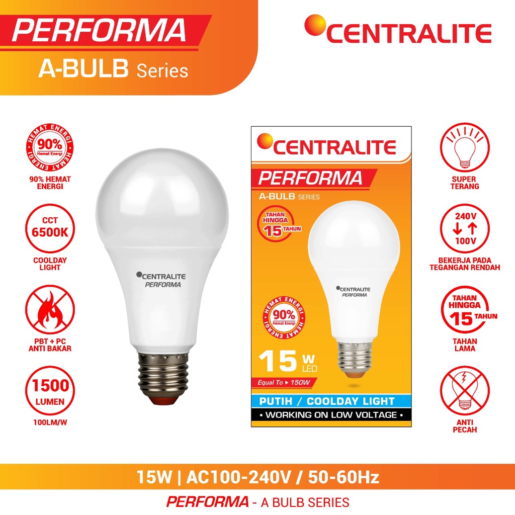 Lampu LED Centralite Performa 3W 5W 8W 10W 13W 15W 20W 6500K (putih)