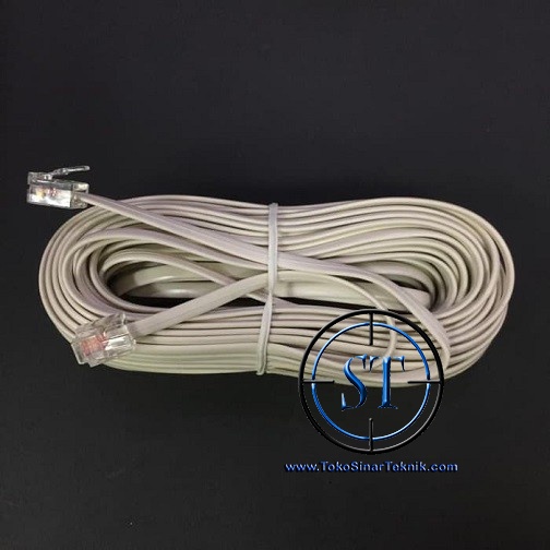 Kabel Line Telepon 20M + Jack RJ11 Kabel Telpon Panjang 20 Meter Sambungan Telephone Cable Crimping Siap Pakai