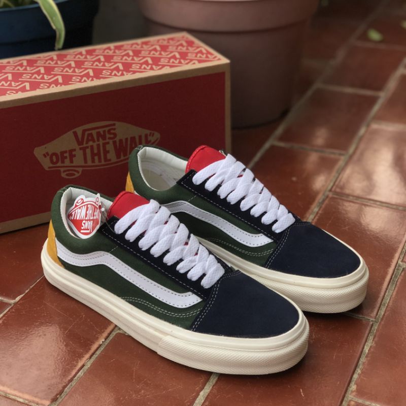 ( NEW BOX ) Vans Old Skool MONO VINTAGE 36 BNIB Gren Nvy Rainbow OG