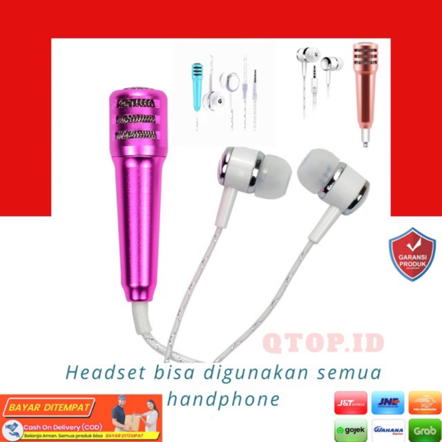 Mini Microphone + Earphone for Karaoke SMULE / SING Mic Karaoke di HP
