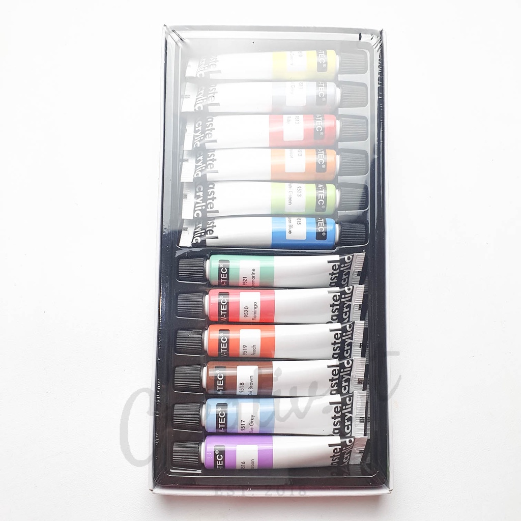 

H7Y V-TEC Vtec Cat Acrylic 12 Warna Pastel Cat Akrilik Vtec Set Paint