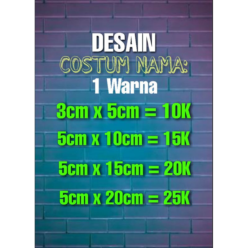 

Costum Nama (1 Warna)