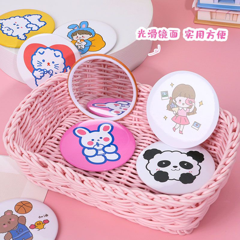 TS01- CM001 Cermin Make up MINI cermin KARAKTER BULAT Motif traveling