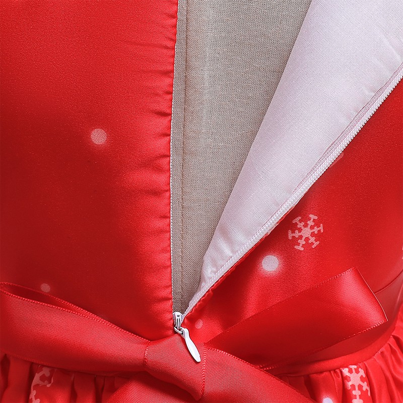 NEW BABY CUTE LUCU GEMES J2/  Gaun Warna Merah Motif Natal Lengan Pendek O Neck untuk Anak Perempuan