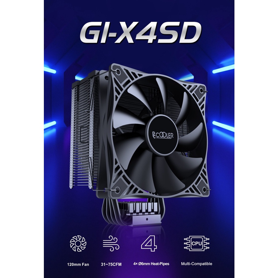 PC COOLER GI-X4SD CPU COOLER BLACK EDITION DENGAN PERFORMANCE FAN