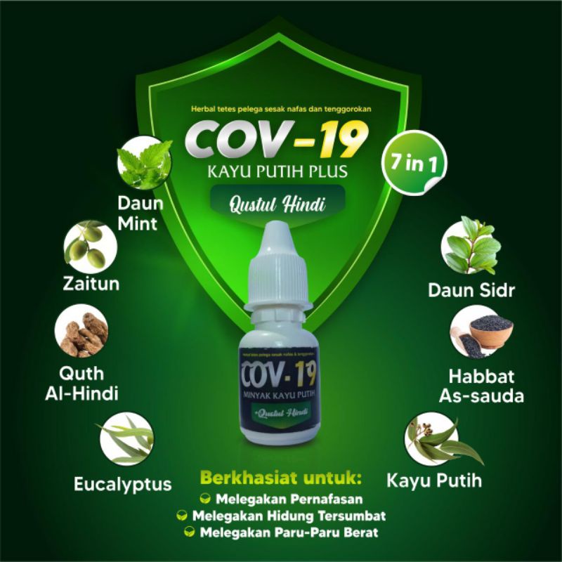 Minyak Kayu Putih plus Qusthul Hindi - Herbal Tetes Pelega Sesak Nafas dan tenggerokan 7 in 1 - Herb