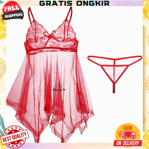 Premium Lingerie Seksi Pakaian Tidur Wanita Jumbo Sexy Baju Hot Sleepwear Baju Haram Depan Suami Bab