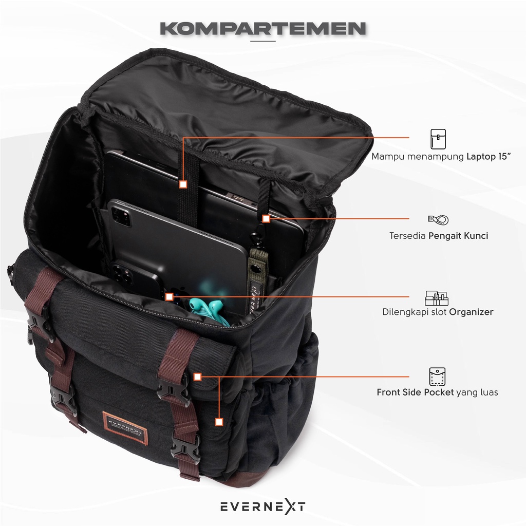 Tas Ransel Punggung Pria Backpack Bahan Cordura Premium Distro Model Kekinian Banyak Slot Tas Sekolah Kerja Kuliah Trendi Orion