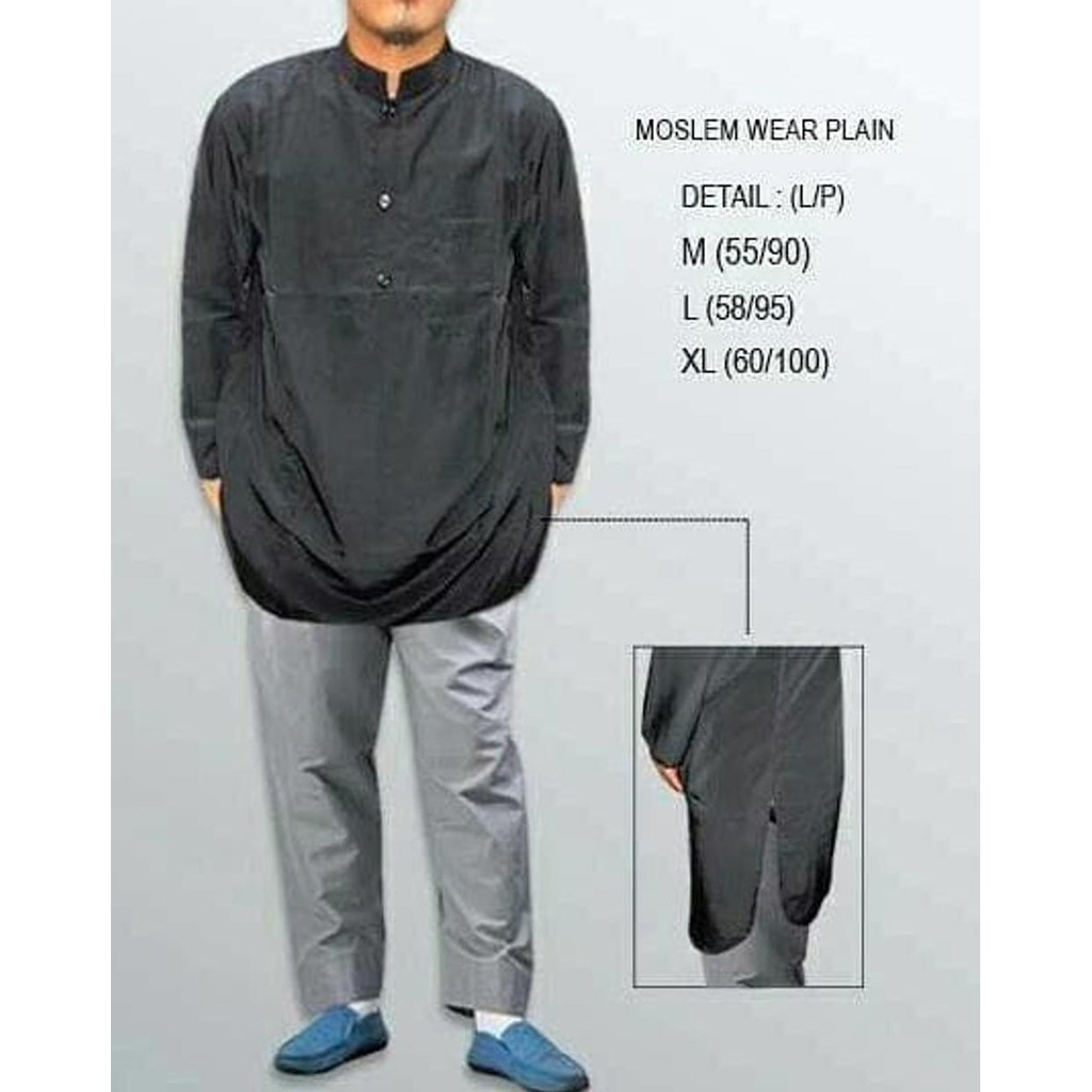 Hot Habisin Stok Gamis Polos Pria Warna Hitam Baju Koko Pakistan Koko