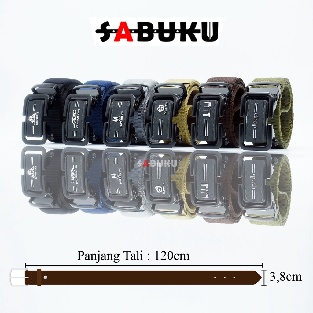 Ikat Pinggang Pria Canvas Stylish Metal Men Belt Detector Kepala Logam Besi -046