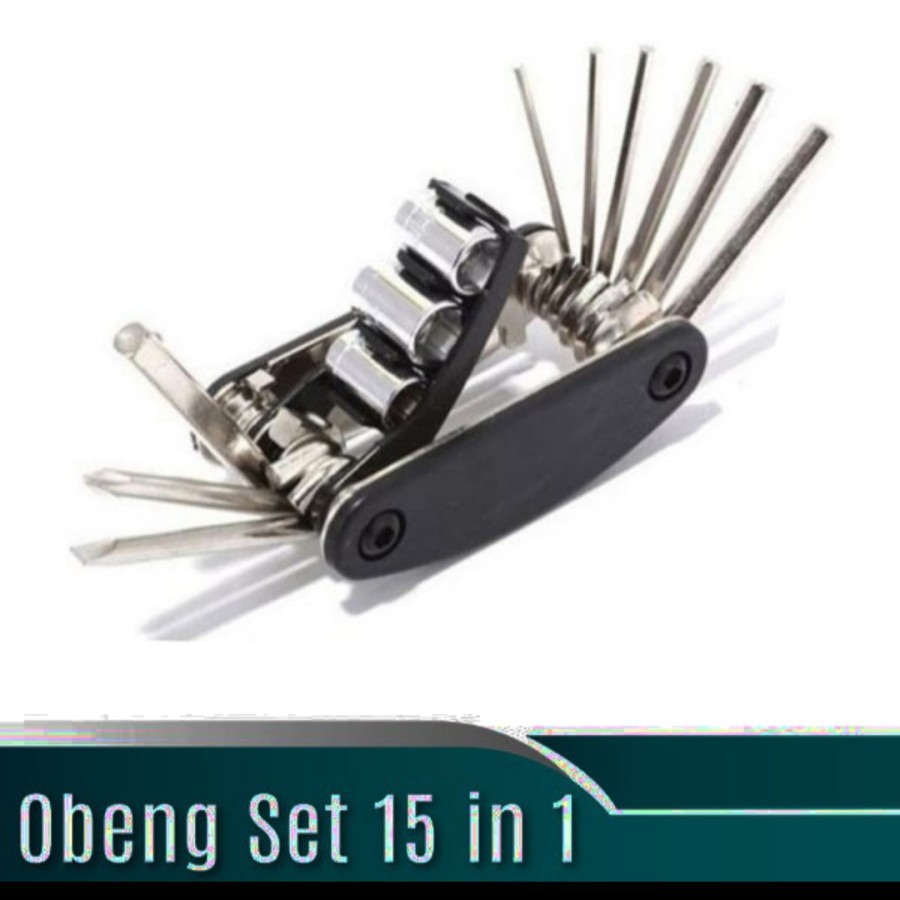 Obeng sepeda 15 in 1 kunci toolkit repair aksesoris gowes set lipat on