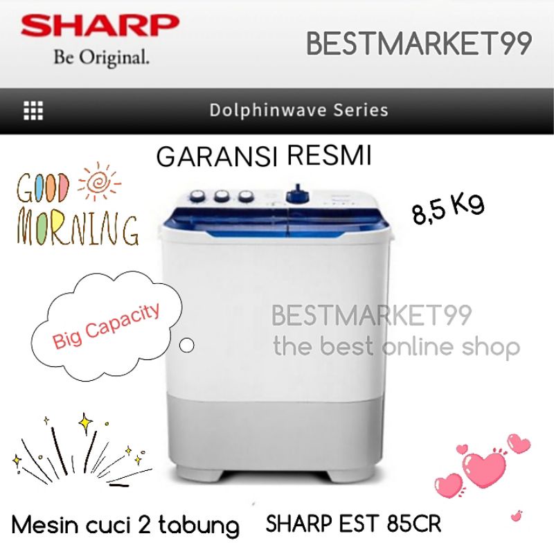 MESIN CUCI SHARP 2 TABUNG EST 85 CR 8,5 KG BIG CAPACITY  Promo Free Ongkir Sby