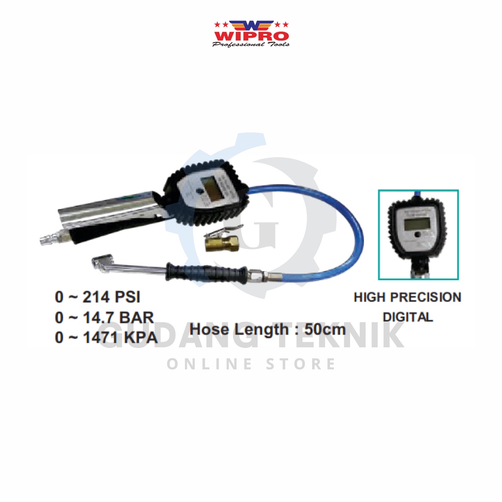 Alat Pengukur Tekanan Angin Ban Mobil Motor Digital WIPRO WP-B0001 / Tire Gauge 3 Fungsi Digital WIPRO WPB0001 - WP B0001 Wipro