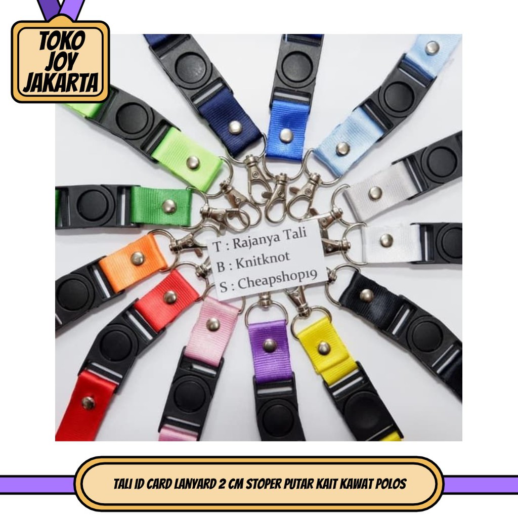 

Tali id card lanyard 2 cm stoper putar kait kawat polos