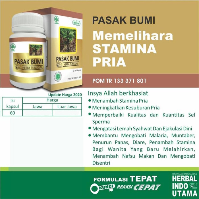 Kapsul Ekstrak Pasak Bumi | Tongkat Ali - Herbal Indo Utama | Jamin Original