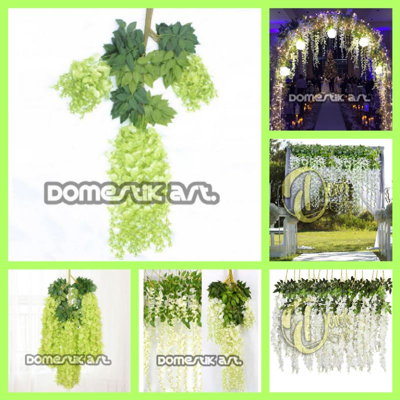 DAUN WISTERIA / Daun bunga Juntai Daun Rambat Bunga Plastik Artificial / daun dekorasi / Daun Wister