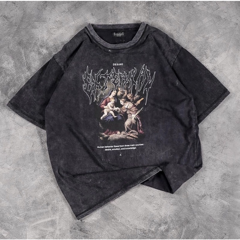 Baju kaos distro oversize wash Kaos motif