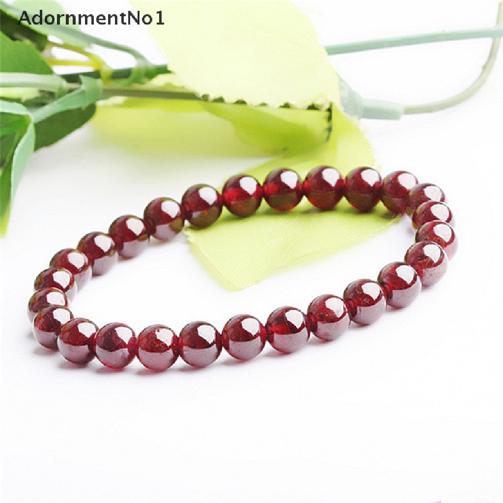 (AdornmentNo1) Gelang Tangan Manik-Manik Batu Garnet Alami Untuk Perhiasan Wanita