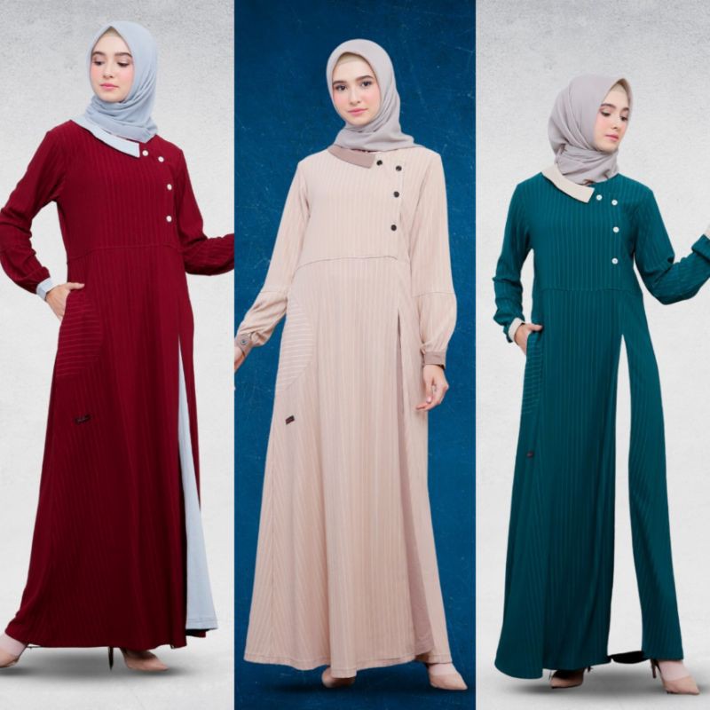 Rahnem Gamis GM-43 ( Merah, Cream, Hijau)