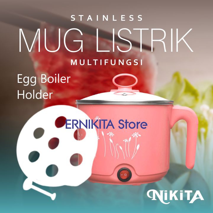 NIKITA MUG LISTRIK + PEREBUS TELUR - Mug Pemanas Air Stainless Multiguna