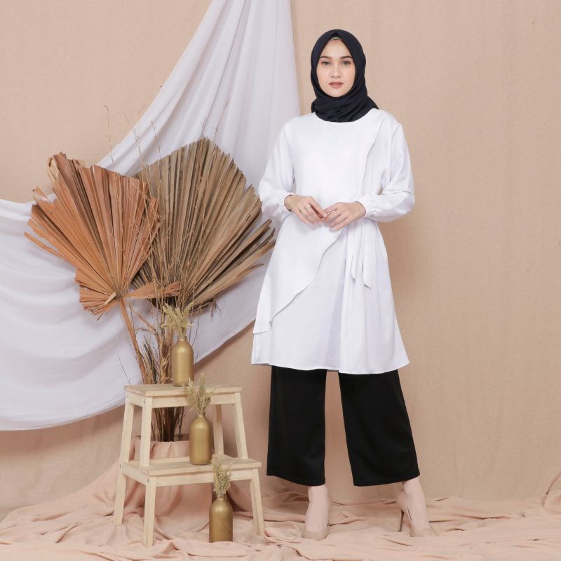 TUNIK AVIDA WHITE BLACK ROSE BEIGE TUNIC BAJU ATASAN WANITA MUSLIM REALPICT ORIGINAL