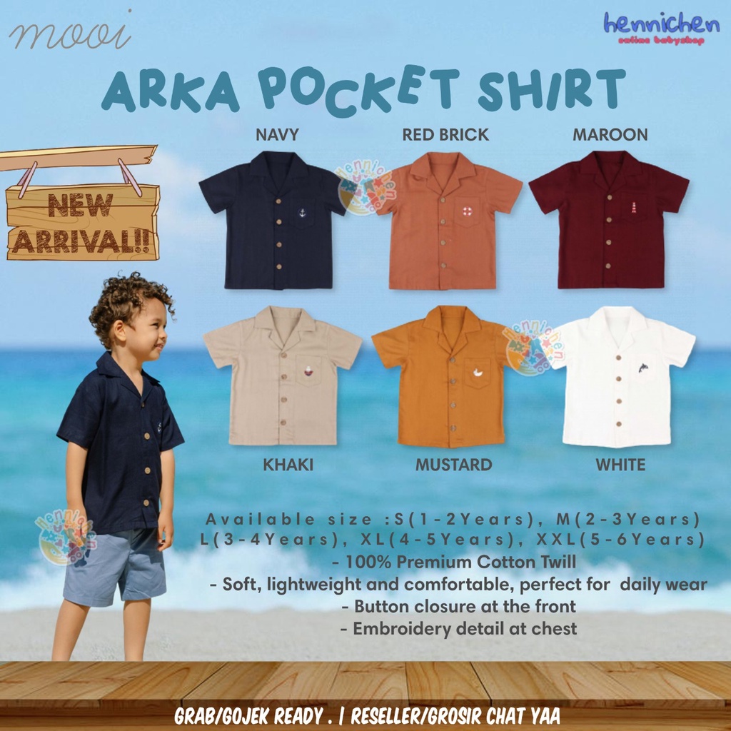 PROMO 7.7 PROMO BAJU LEBARAN MURAH MOOI ARKA POCKET SHIRT KEMEJA ANAK KANTONG BORDIR BAJU ANAK