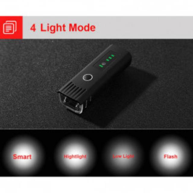 Newboler Lampu Sepeda LED USB Rechargeable 350 Lumens A034 Black Grab Medan