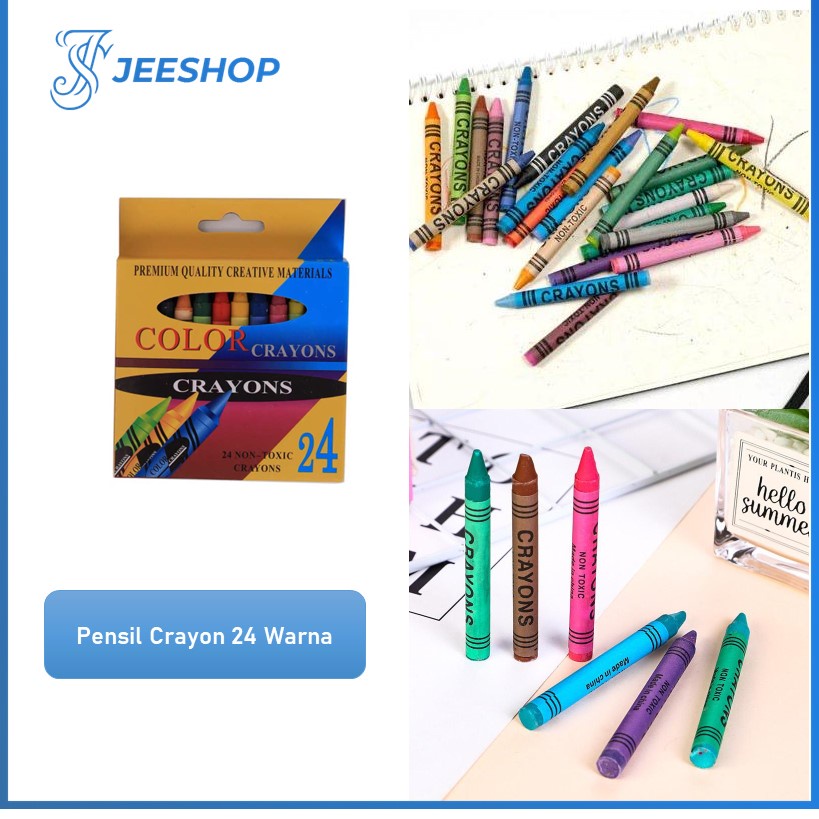 

Pensil Crayon 1 Set Isi 24 Warna Alat Mewarnai Anak-Anak 24 Colours