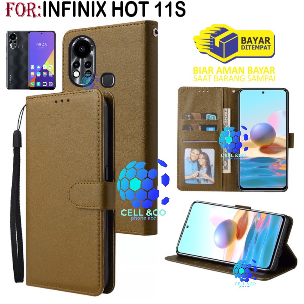 INFINIX HOT 11S CASE FLIP LEATHER WALLET PREMIUM FLIP CASE BUKA TUTUP KESING HP CASING FLIP CASE WALLET INFINIX HOT 11S