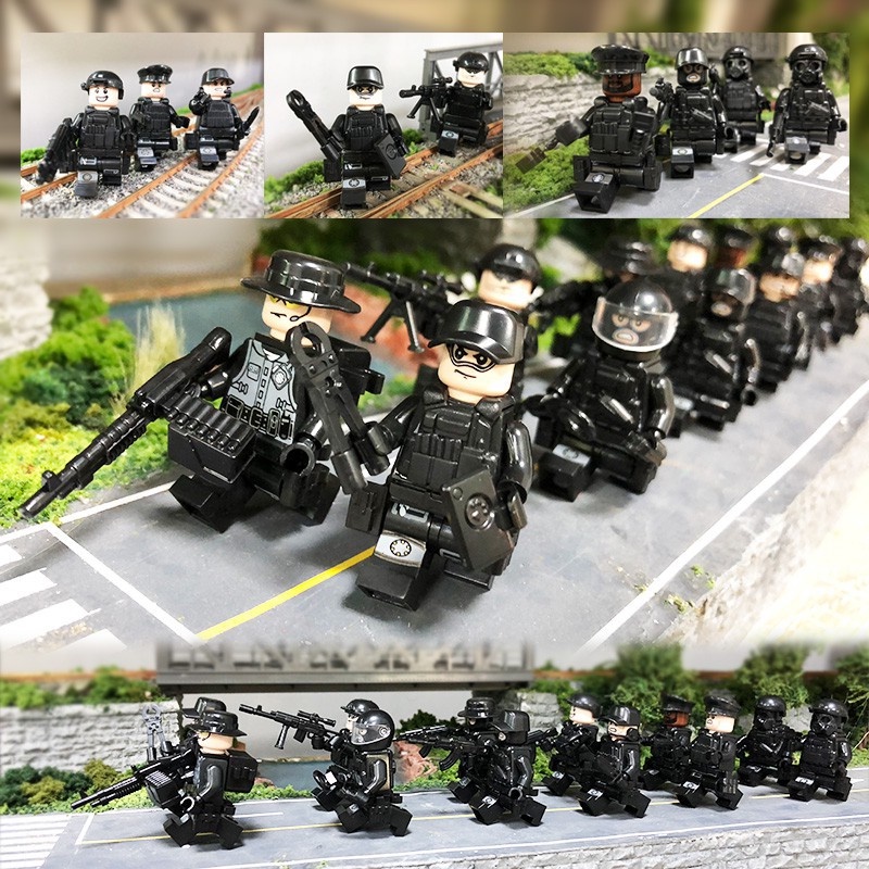 12pcs Mainan Balok Bangunsusun Model minifigures Bentuk Pasukan Khusus Militer