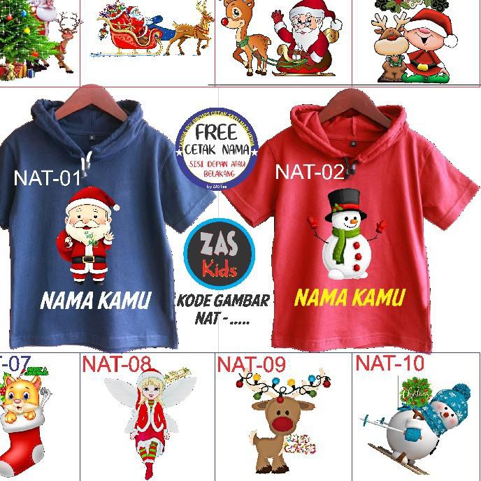 Kaos Hoodie Anak Natal  Nama Banyak Motif ✔ GRE
