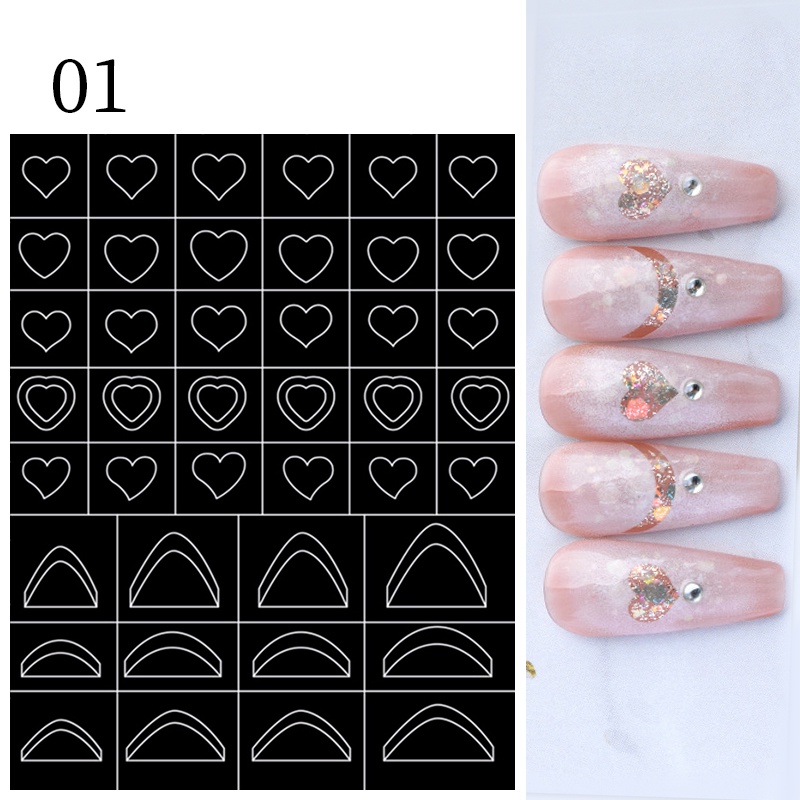 Stiker Kuku 3D Motif Kupu-Kupu Hati Model Hollow Untuk Dekorasi Nail Art