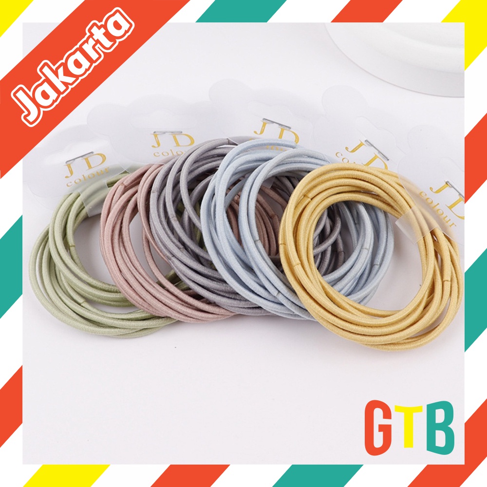 ❤GTB❤ 10pcs Set Ikat Rambut Elastis Warna Permen Gaya Korea Untuk Wanita R747