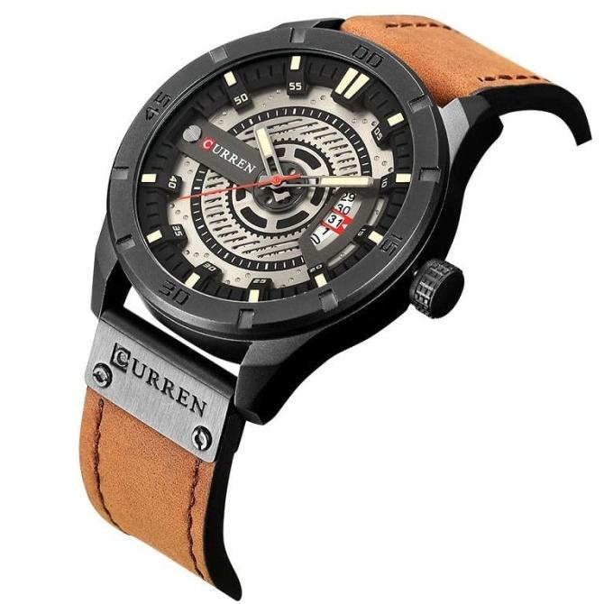 Jam Tangan Pria CURREN 8301 Tanggal Aktif Original BROWN GRAY