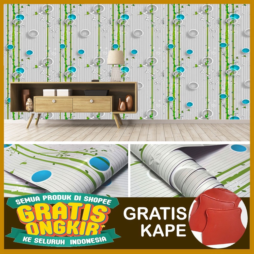 [GRATIS KAPE] Wallpaper Dinding / Supplier Wallpaper Stiker Dinding Pohon Pol Biru [COD]