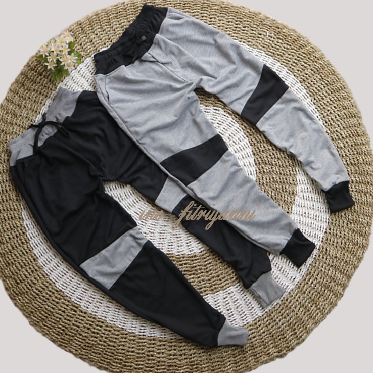 VICTORYALL- Celana Joger Polos Panjang Sweatpants Lutut Lentur Abu Tua Accademy Sport Training