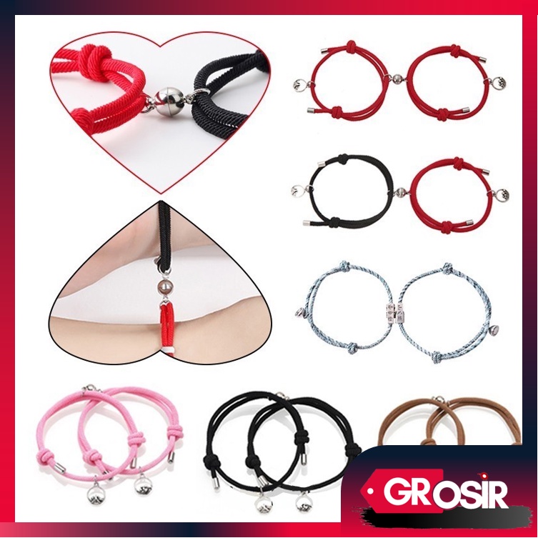 Grosir - G921 (2 PCS) Bracelet Couple Magnet Glossy / Gelang Pasangan / Gelang Persahabatan