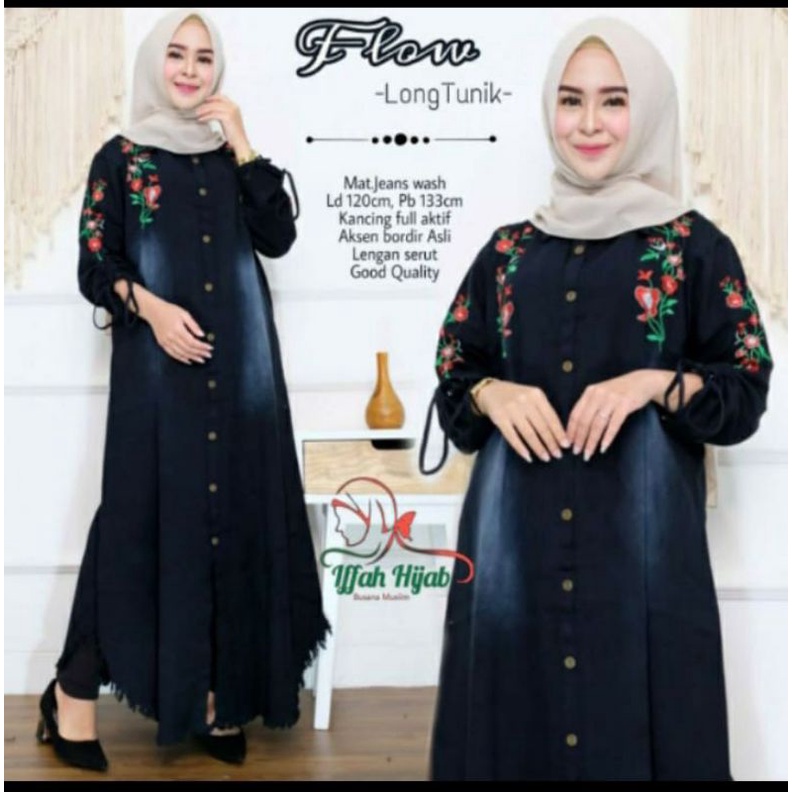 Flow Long Tunik Matt Jeans Washed Jumbo LD120 Ory by Solo