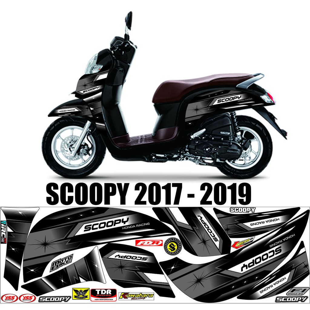 STIKER MOTOR SCOOPY MOTIF NEW 2017-2019 VARIASI MOTIP SIMPLE STRIPING SCOOPY RACING