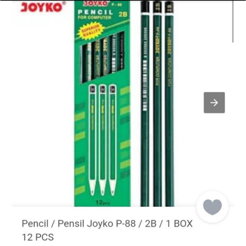 pensil joyko P 88 2 B eceran satunya Rp 1000 ,  1 box 12 pc