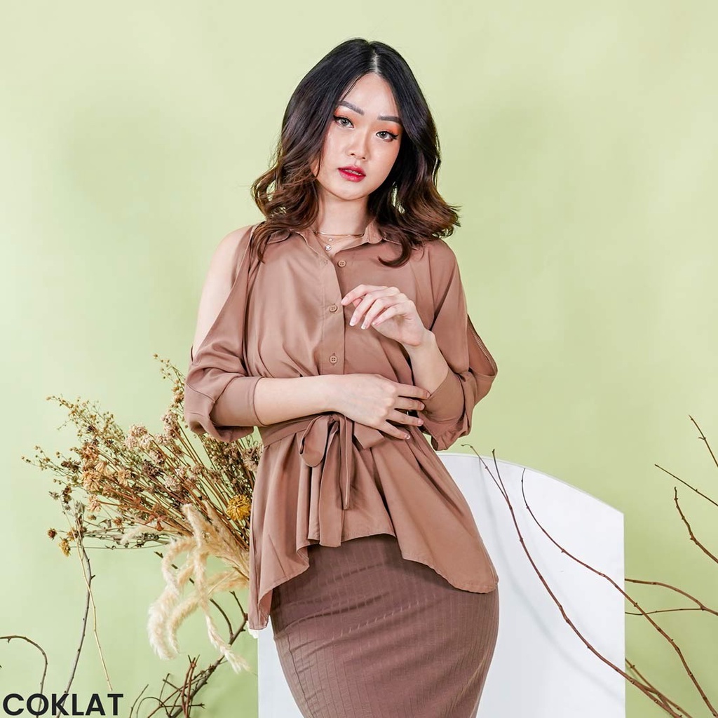 Kemeja Cut Off Sea Blouse Atasan Wanita